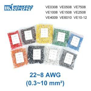 페룰 1000Pcs 구리 압착 커넥터 0 3 10mm 22 8 AWG 단자 절연 와이어 E0508 E7508 E1008 E1508 E2508 E4009