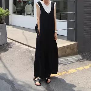 내추럴 무드 슬리브리스 롱 점프수트 LED-1305