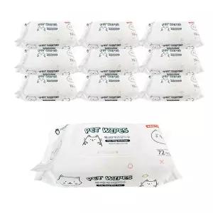 펫크린 반려동물 애견전용 물티슈 72매 10팩