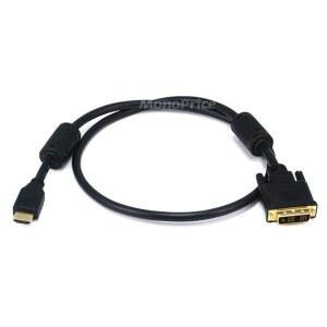 eAj 페라이트 코어가 장착된 모노프라이스 고속 HDMI-어댑터 DVI 케이블 - 1080p 해상도, x.v.Color, 28AWG, 3피트, 블랙