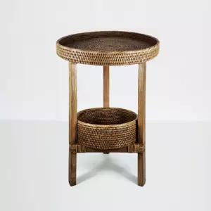 사이드 라탄 테이블