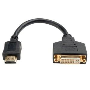 eAj 트립 라이트 8인치 HDMI-M to DVI-D 케이블 어댑터(M/F), 8인치(P132-08N) 8인치 HDDVI 블랙