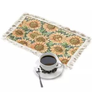 해바라기 직사각 식탁매트 테이블 매트 커버 식탁보 받침 깔개 바닥