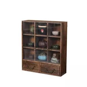 빈티지 찬장 미니 카페 찻장 컵보드 수납장 앤틱 우드 컵진열 보관함 장식장