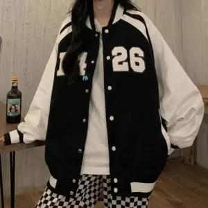 루즈핏 바시티 스타디움 자켓 스트릿 배색 야구점퍼