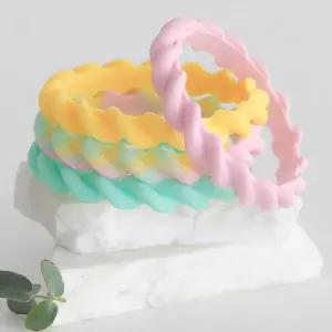 여름철 모기퇴치 팔찌 파스텔 컬러 웨이브 패턴 실리콘 밴드 어린이 성인 겸용