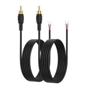 eAj 스피커 와이어 어댑터에 케이블 생성 RCA, 스피커 앰프, 오디오 비디오 AV 수신기, TV, 서브우퍼(2팩 20AWG 3.3FT)와 호환되는 베어 와이어 케이블 2개, RCA 플러그 어댑터 수리 코드 2개