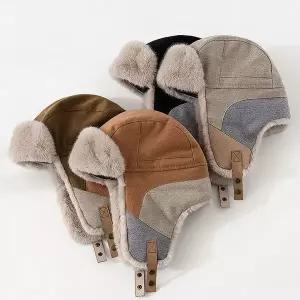 스웨이드 스티치 퍼 남녀공용 귀달이 모자 군밤모자