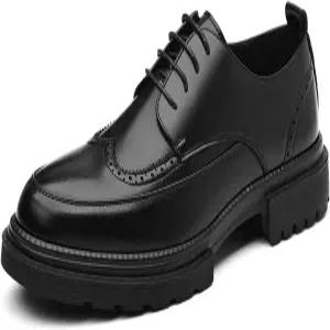 남성 가죽 윙팁 브로그 플랫폼 옥스포드 클래식 포인티드 토 두꺼운 러그 밑창 레이스 업 드레스 더비 슈즈