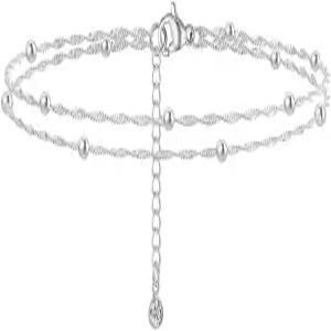 DEARMAY 여성용 14K 금도금 발목 팔찌 방수 링크 체인 발찌 변색되지 않는 세트 팩 여름 해변 보석 선물