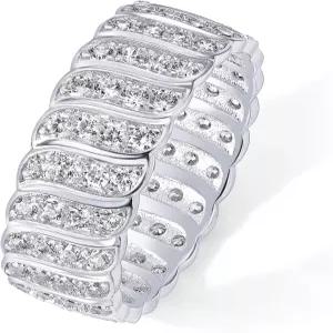 파보이 14K 골드 도금 청키 반지 큐빅 지르코니아 스태커블 여성용 와이드 밴드