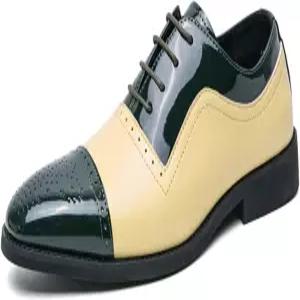 남성 윙팁 투톤 패치워크 브로그 옥스포드 슈즈 하이팅 효과 비즈니스 캐주얼 더비 가죽