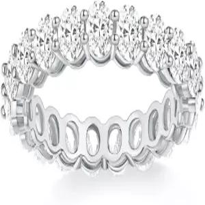 마인드다 14K 금도금 반지 - 타원형 큐빅 지르코니아 러브 링 시뮬레이션 다이아몬드 스태커블 이터널