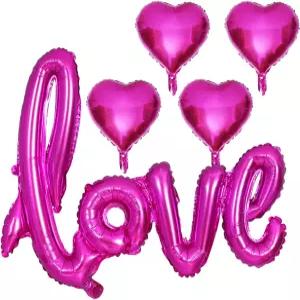 발렌타인데이 브라이덜 샤워 웨딩 파티 장식용 핫 핑크 하트 모양 풍선 러브 발렌타인 5개