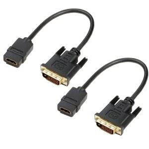 eAj UVOOI HDMI에서 DVI 어댑터 2팩, 양방향 남성 DVI(24+1)에서 HDMI 여성 어댑터 케이블, 컴퓨터용 표준 컴퓨터 모니터 케이블, 모니터, TV, Xbox, PS4, PS5