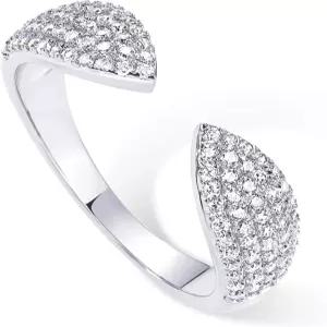 여성용 파보이 14K 골드 도금 커프 문구 반지 큐빅 지르코니아 이터널 밴드 오픈 스태커블