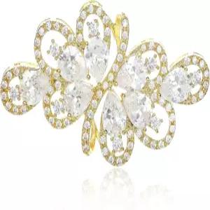 여성 신부 주얼리를 위한 요쿠콜 큐빅 지르코니아 크리스탈 라인스톤 웨딩 브로치 핀
