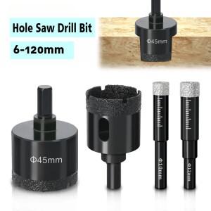 1Pc 5-200mm 다이아몬드 Brazed 코어 건식 드릴 비트 도자기 타일 대리석 유리 화강암 구멍 컵 톱 커터 액