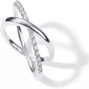 파보이 14K 골드 도금 X 반지 여성용 파베 다이아몬드 CZ 크리스 크로스 시뮬레이션