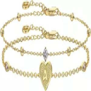 Cicy Bell 골드 하트 이니셜 팔찌 여성 선물용 섬세한 18K 도금 큐빅 지르코니아 맞춤형 A-Z 이름 체인