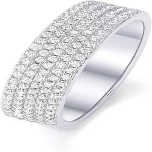 PAVOI 14K 골드 도금 큐빅 지르코니아 와이드 영원 선언 반지 여성용 CZ 스태커블 웨딩 밴드