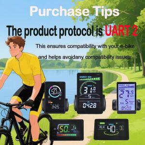 UART2 H6C 방수 MTB 전기 자전거 디스플레이 컴퓨터 승마 속도계 디지털 수평 화면 주행 거리계 유선 자전