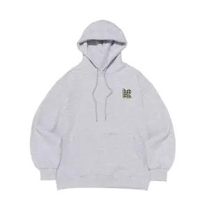 [로아드로아][기모/NO기모] 스몰 체크 심볼 로고 후드티 (화이트멜란지)