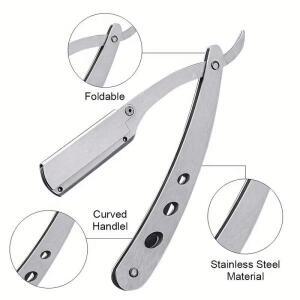 수동 면도날 접이식 일자형 안전 면도기 남성용 스테인리스 면도기 얼굴 관리 바디 얼굴 제모 칼