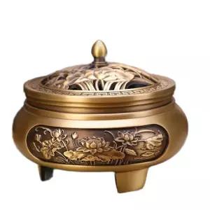 황동 향로 향 받침대 제사 사찰용품 화로 불교 종교 연꽃 대형 제례용