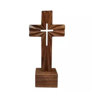 크리스탈 십자가 탁상용 성당 기독교 축복 장식품 우드 종교용품