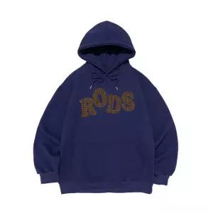 [로아드로아][기모/NO기모] RODS 빅 로고 체크 후드티 (블루)