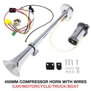 자동차트럭보트오토바이차량용 17인치 12V  24V 150DB 슈퍼 시끄러운 단일 트럼펫 에어 혼 압축기 키트