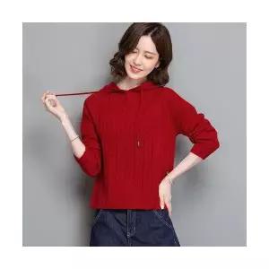 여친 니트 숏 솔리드 후드 봄가을 루즈핏 고급세련핏 풀오버 톱 맨투맨 인기1