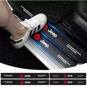 자동차휠캡 4Pcs 탄소 섬유 자동차 도어 씰 프로텍터 임계값 스티커 지프 랭글러 그랜드 체로키 레니게이드