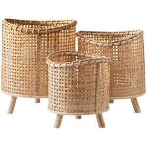 라탄 화분 바스켓 가드닝 빈티지 카페 바구니 망사형 소 등나무 키높이 가리개 행잉