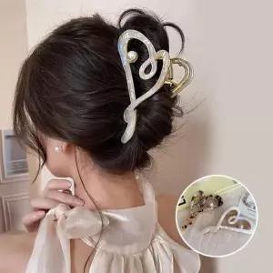 머리집게핀 여성 반묶음 올림 머리 예쁜 자개 하트 진주 집게핀