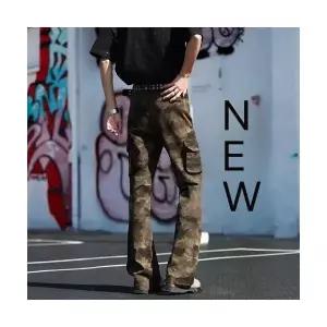 남자 루즈핏 청바지 와이드핏 빈티지 카무플라주 빅포켓 하이웨이스트 부츠컷 M스포1