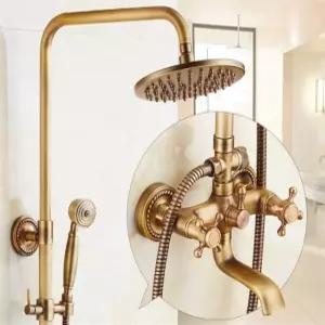 엔틱 샤워기 해바라기 황동 수전세트 욕실 빈티지 브라스 화이트헤드 실버 수압향상 클래식