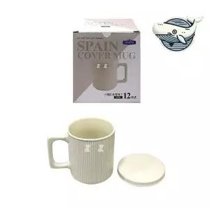 [하프클럽/브이와이]도자기 뚜껑컵 예쁜 주스컵 커피 손잡이컵