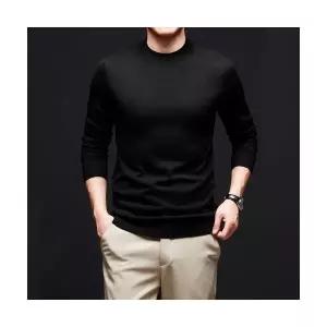 남성 댄디 폴라 니트 캐시미어 반하이넥 캐주얼 스웨터 얇은 스포M1