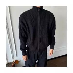 검정 남친 니트 빈티지 가을 카디건 댄디 반 폴라 굵은 실 집업 스웨터 스포M3