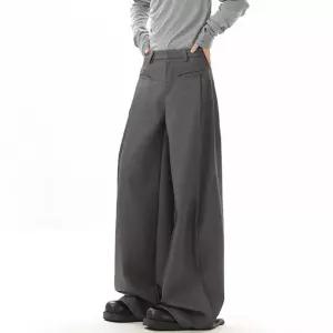 남자 데일리 바지 배기핏 빈티지 구제 정장 와이드 캐주얼 접이식 허리 패치 M스포1