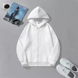 남친 캐주얼 댄디 집업 가디건 춘추 앤티크 와플 무늬 후드 카디건 솔리드 스포M3