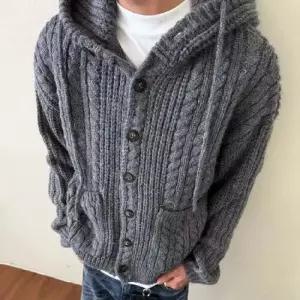 남성 니트 가을 빈티지 캐주얼 집업 꽈배기 스웨터 후드 카디건 싱글 댄디 긴팔 스포M3