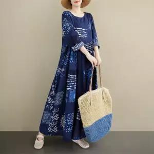 치마 원피스 여친 가을 빈티지 데일리 긴팔 라운드 플리츠 쉬폰 린넨 스포M3