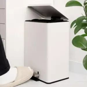 예쁜휴지통 거실 인테리어 냄새차단 무소음 스틸 페달 휴지통 12L