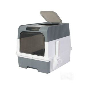 고양이 화장실 UV살균 반밀폐형 탈취제 애완 배변통 사분 표준모델 흘림방지 고양이똥통 그레이