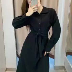 [옷은날개] 여자 원피스 허리끈 블랙 긴팔 가을 하객 코디룩