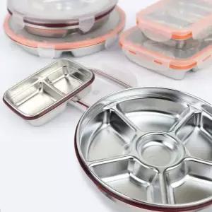 스텐락 칸막이 반찬통 4칸/6칸 원형 사각 스텐 반찬통
