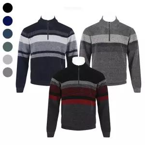 [리빌모아]남자 겨울 포근한 밍크 기모 반 집업 니트 티셔츠 BR-L-KN-Q006